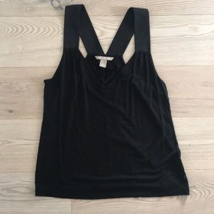 Black, flowy top with satin straps